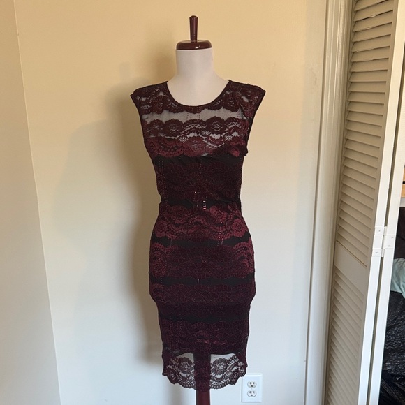 Charlotte Russe Burgundy Lace Dress - Picture 1 of 5